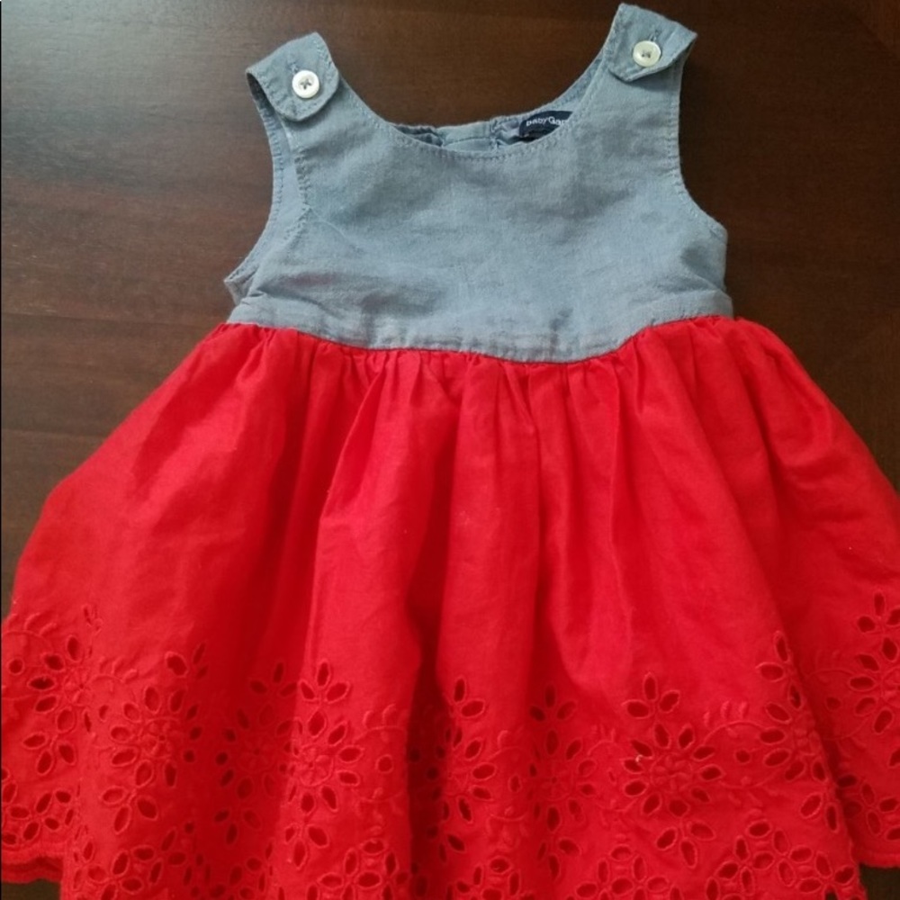 Baby Gap Red Chambray Eyelet Dress  18-24 Months